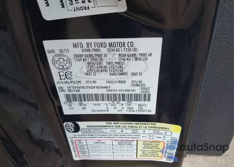 2013 Ford F-150 Xlt from USA, damaged, VIN 1FTFW1ET0DFB39467